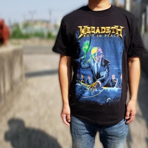 2025 Summer  MEGADETH Rust in Peace 30th Anniversary American Retro Street Loose Men and Women Short Sleeve T-shirt Streetwear