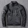 Special offer for picking up leaks in autumn and winter, first-layer cowhide, motorcycle leather jacket, genuine leather, men's stand-up collar, short