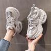 Thick-soled Dad Shoes Women's 2025 New Hollow Mesh Breathable Inner Height Increase Versatile Casual Shoes Height Increase Lightweight Women's Shoes