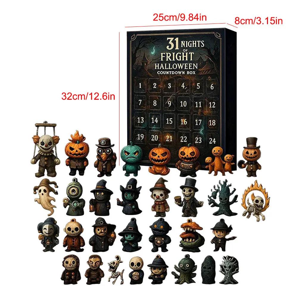 Halloween Advent Calendar 2025 Horror Action Figurines Halloween Countdown Calendar Halloween Countdown Box for Kids and Adults Gifts