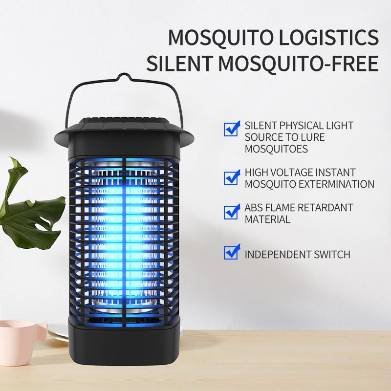 Black Indoor High-voltage Portable ABS Flame-retardant Material Mosquito Killer 360 ° Mosquito Trap Lamp Electric Mosquito Repellent Lamp