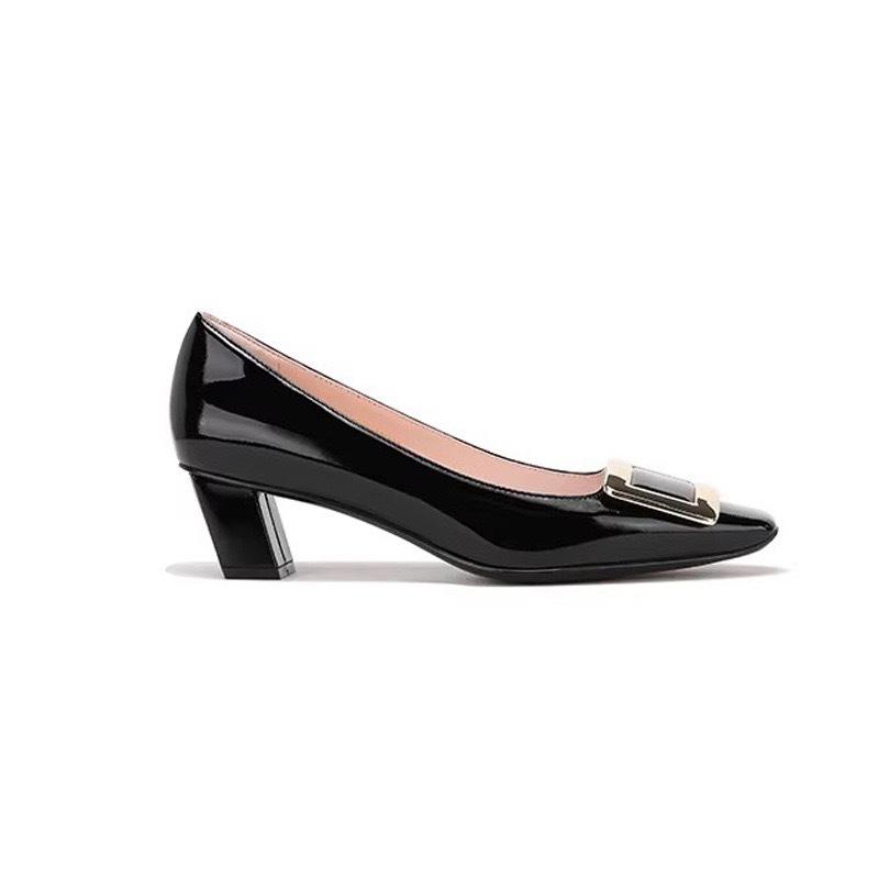 

Sheepskin version Su Yinyin of the same workplace artifact square head square buckle shallow mouth thick high heel ol single shoes women s wedding sho 34