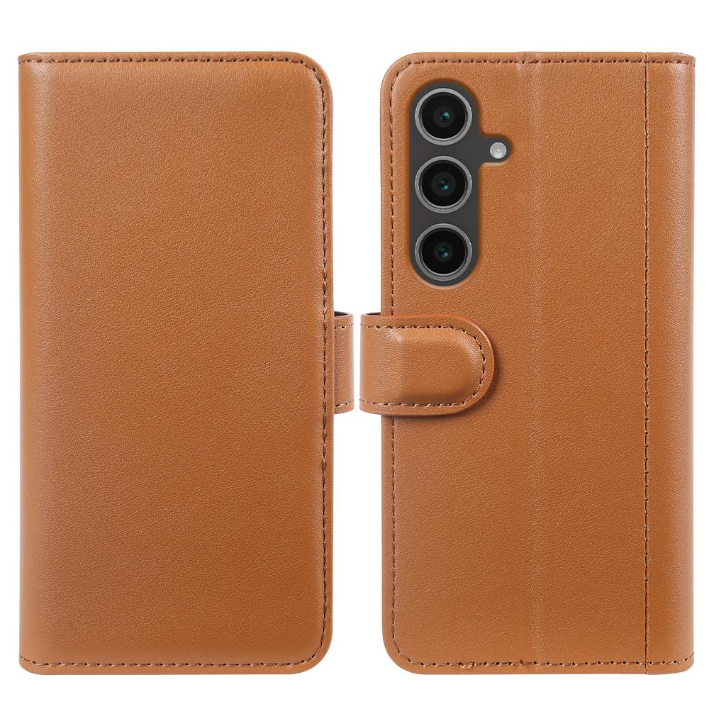 For Samsung Galaxy S24 FE Case Genuine Split Leather Phone Cover with Wallet Stand