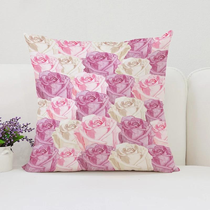 Home Decor Roses Flowers Pillowcase 45*45 Decorative Pillow Cover For Living Room Cushions 45X45 Cushions Covers Bed Pillowcases