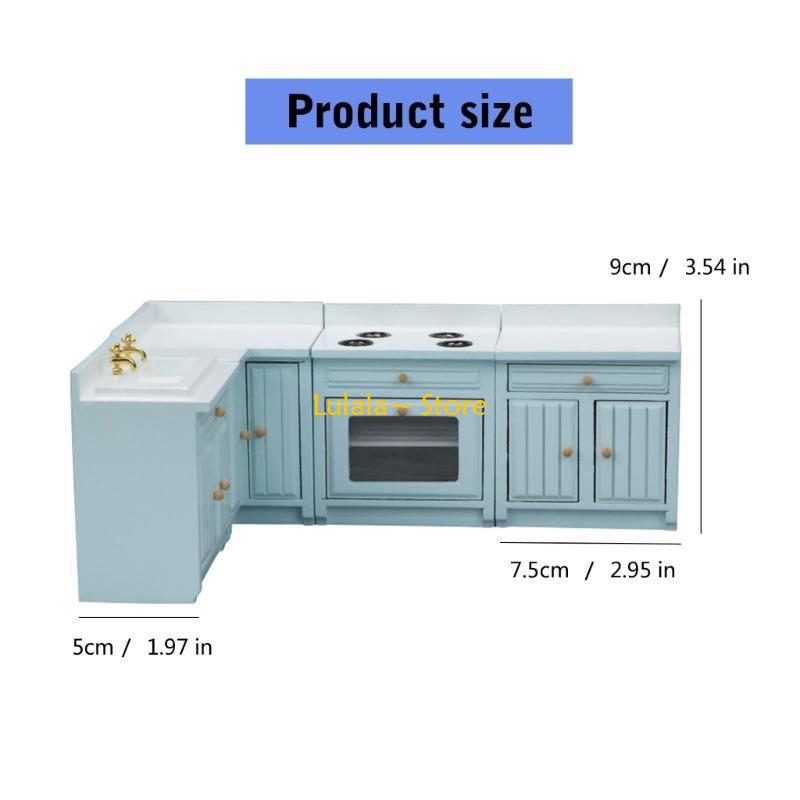 Y4QA 1/12 Dollhouses Miniature Kitchen Cabinet Set with Openable Doors Dollhouses Accessories Decorative Furniture Model