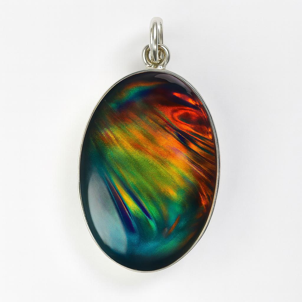 Ciondolo in Argento Sterling 925 32 Carati Opale Naturale Forma Ovale Gioiello Certificato