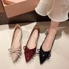 Spring Autumn Patent Leather Woman Flats Shoes Ballets Metal Buckle Bow Lady Fall Girl Ballerina Dress Pointed Toe Flats Shoes