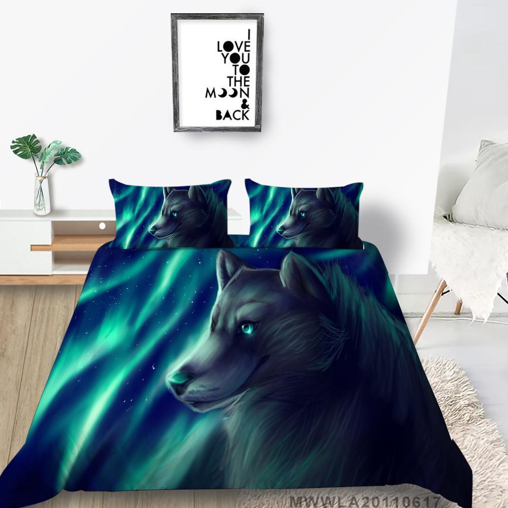 2023 neue stil Bettbezug-set mit Kissenbezug Doppel Volle Größe Bettwäsche Quilt Abdeckungen 3D Wolf Hause Textilien Junge Mann tagesdecken