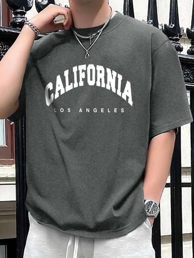 CALIFORNIA Printed Men's Casual Trendy Fashion Crew Neck T-shirt