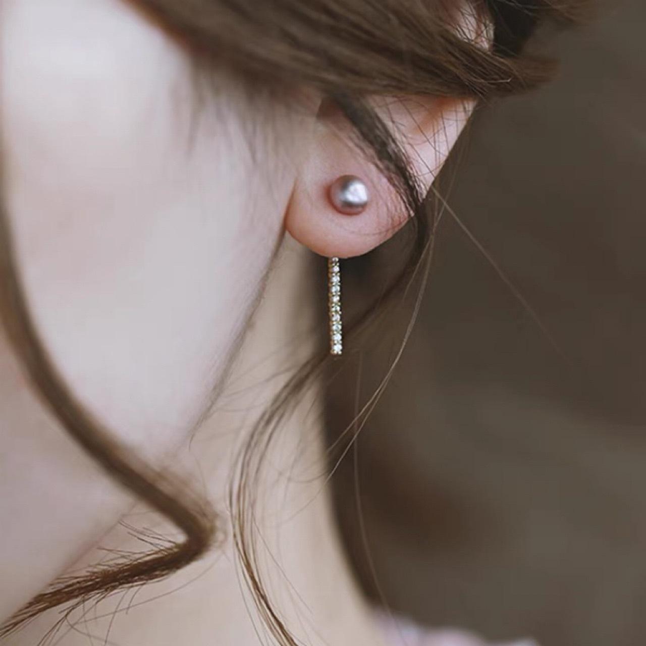 

Natural lavender freshwater pearl earrings, stud earrings, versatile temperament, sweet personality, simple word earrings 925 silver Silver needle