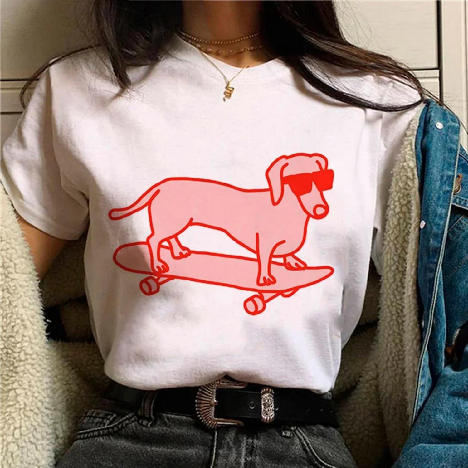 Summer Funny Printed T Shirt Women Harajuku Cute Dog Summer New Fashion T-shirt GirlsTops Creative Fashion Clothing XXXXXL