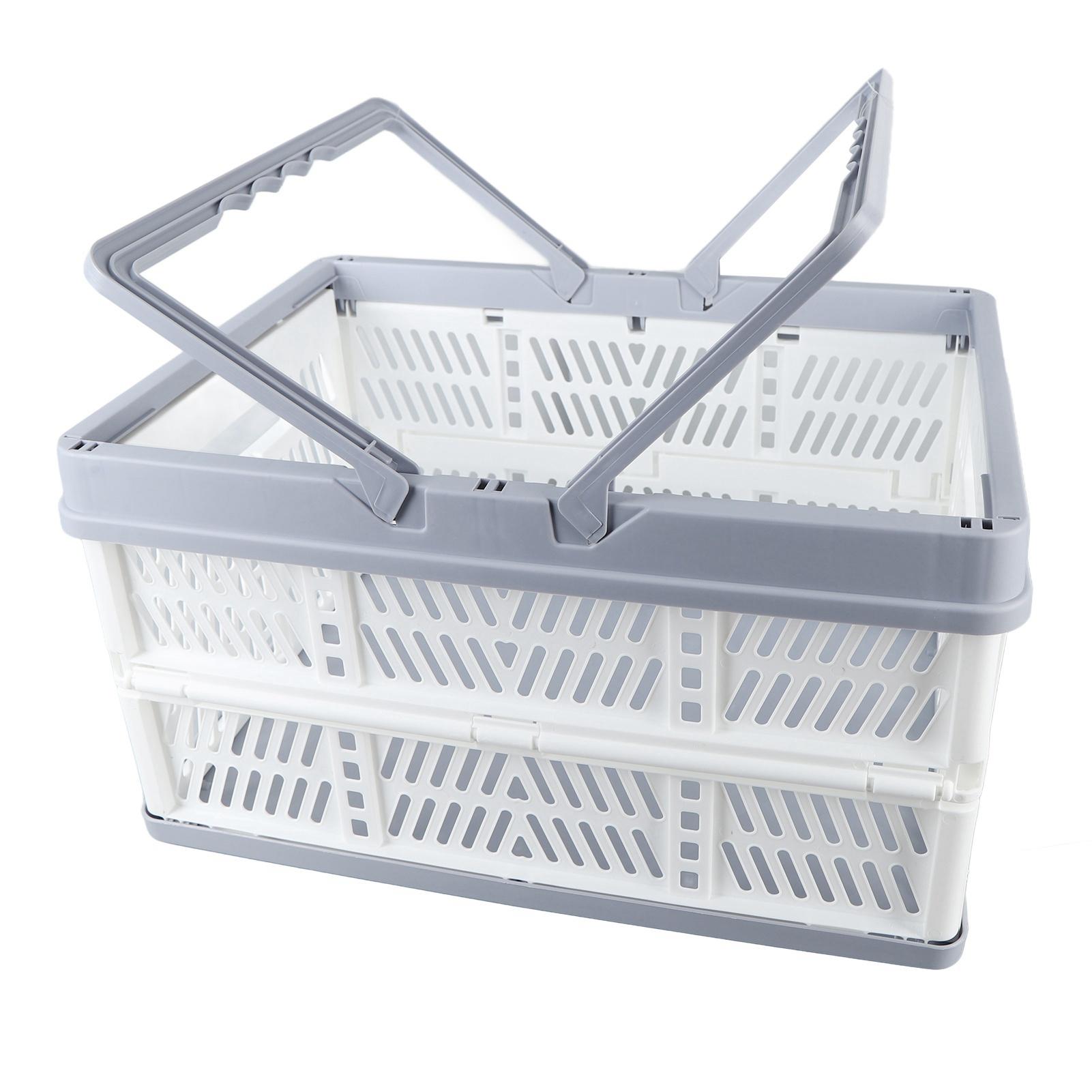 

Collapsible Baskets with Handles PP Waterproof Collapsible Storage Crates for Home Kitchen Bedroom
