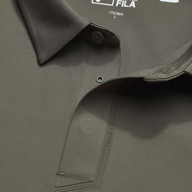 FILA White Fashion Simple Classic Basic Solid Color Casual Light Business Versatile Comfortable Long Sleeve Polo Shirt Men tops F11M613218FBN