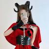 Gothic Black Demon Horn Headwear Realistic Goat Horn Hair Hoop Halloween Devil Headband  Carnival