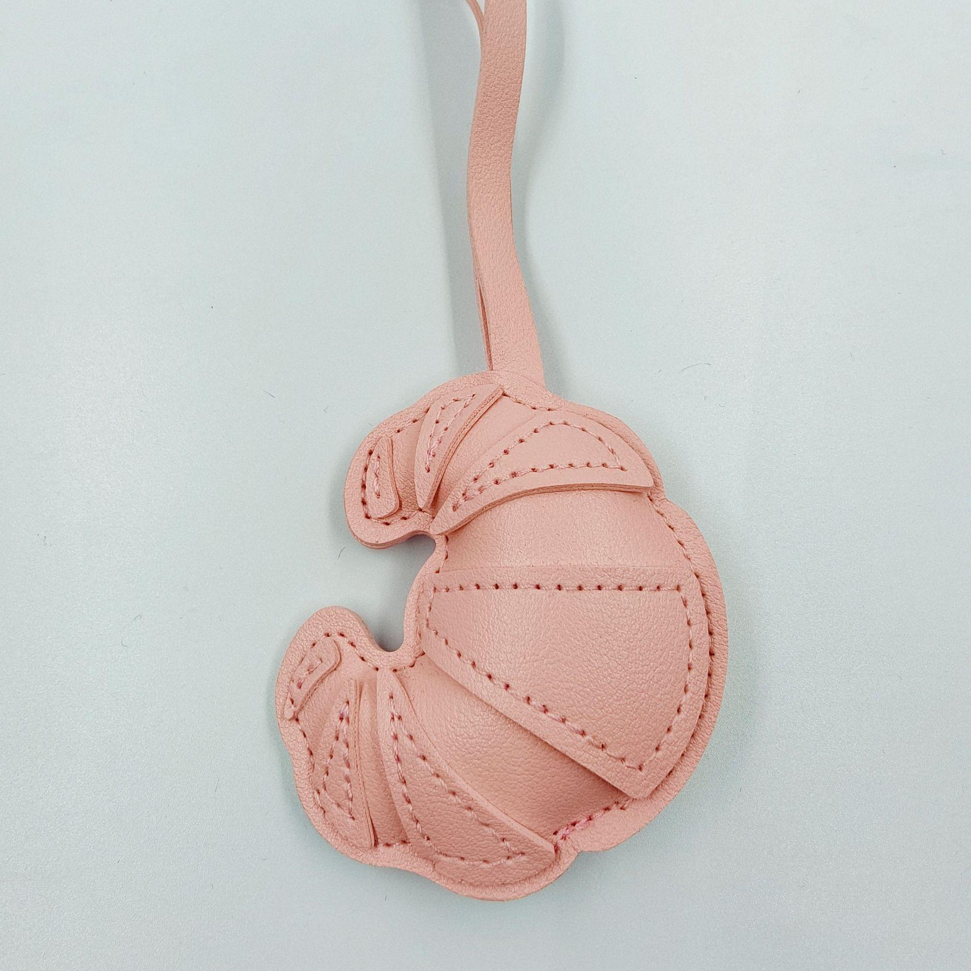 Handmade Multi-layer Croissant Leather Keychain & Luggage Pendant розовый