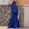 2-teiliges Sommer-Outfit für Damen, ärmelloses Tanktop und Hose mit weitem Bein, lässiges Lounge-Set aus Leinen und Baumwolle, passendes Strand-Set
