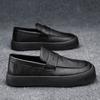 Autumn and Winter Soft Leather Black Casual Leather Shoes Big Head British New Business