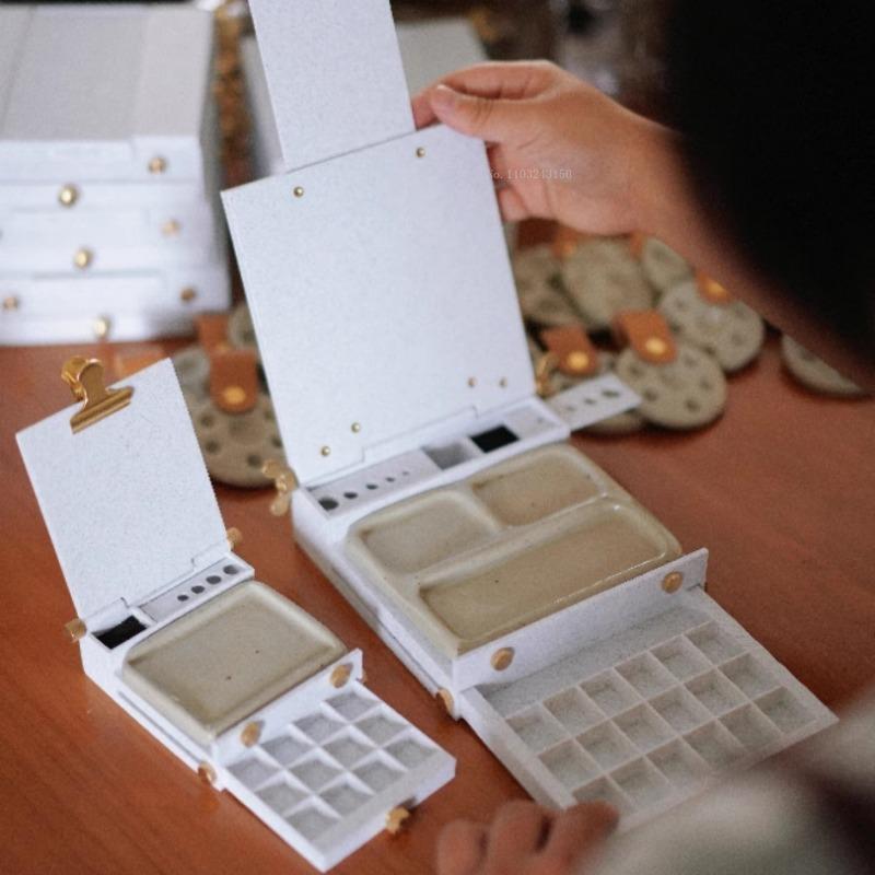 Portable Multi-functional Watercolor Palette Paint Box Outdoor Travel Sketch Easel Watercolor Painting Creation Art Supplies