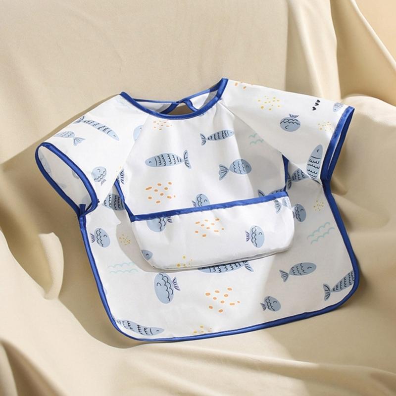Adjustable Sleeveless Bib for Infants Baby Gentle On Skin Water Proofing Fabric Foof Catcher Pocket Design for Nursing