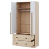 Kleiderschrank 70*40*170cm, Design mit Doppeltüren, mit Schubladen und Staufächern, Holzfarbe+Weiß (Alte SKU: LDB00307AAN)