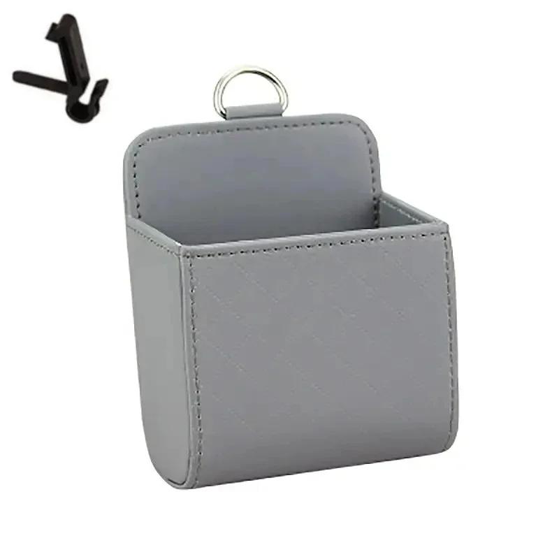 Universal Car Air Vent Phone Holder Bag Hanging Storage Organizer Pouch for Smartphone Glasses Keys PU Leather Car Accessories