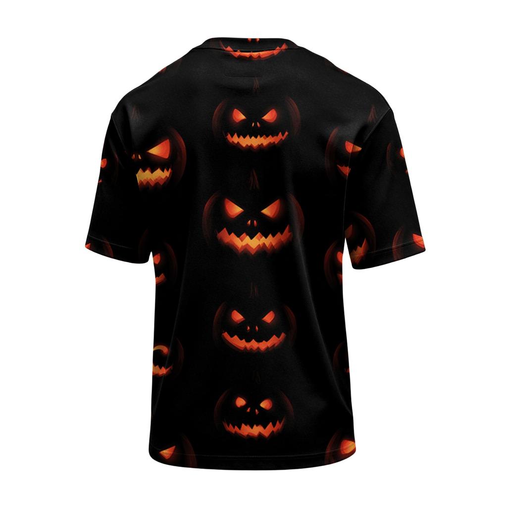 Men Casual Crew Neck Lightweight Breathable Short Sleeve Top with Halloween Themed Printed Pattern for Daily Wear