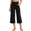 Women Spring Fall Fashion Wardrobe Staple Solid Color High-Waisted Straight-leg Capri Pants Trousers