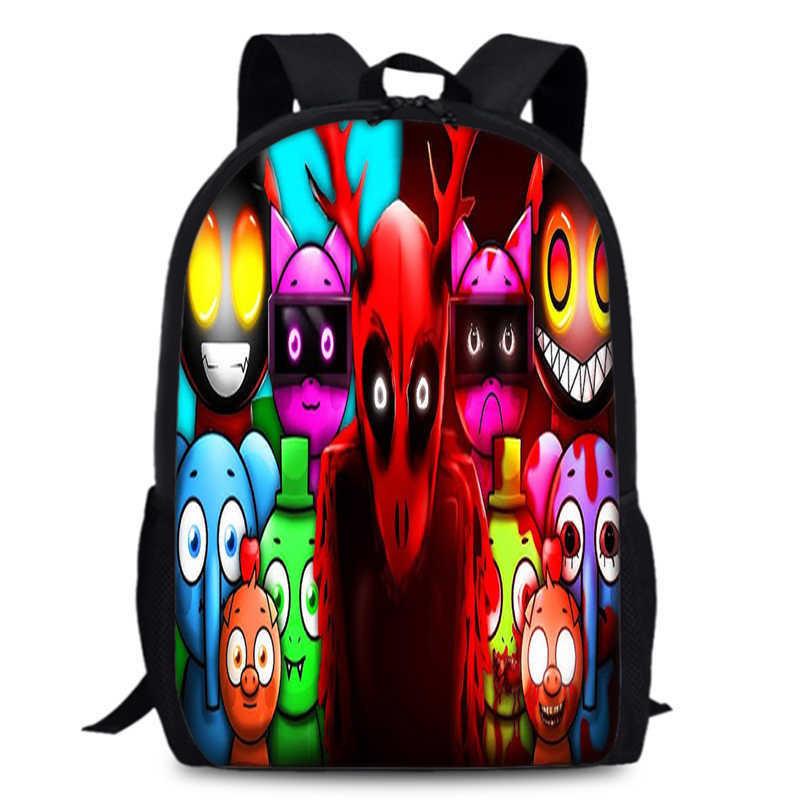 Sprunki 15in Large Capacity Backpack Durable Oxford Fabric School Bag For Students Teens Lightweight Design