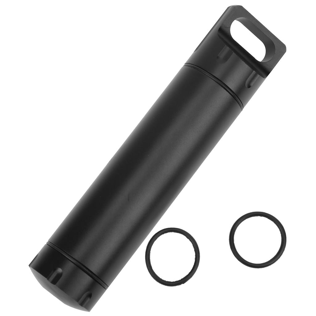 Aluminum Alloy Waterproof Drug Case Outdoor Survival Storage Container Dry Bottle LBlack