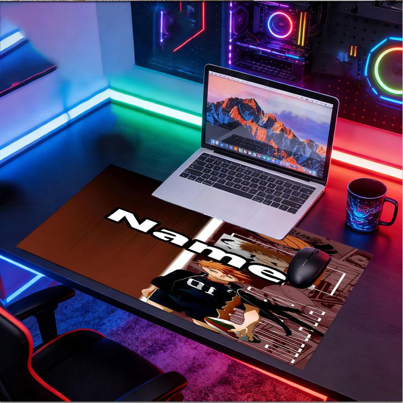 Mousepad Personalizado com Nome e Padrão Haikyu, Tapete de Mesa para Laptop PC, Tapete Decorativo de Mesa para Teclado de Casa Presente