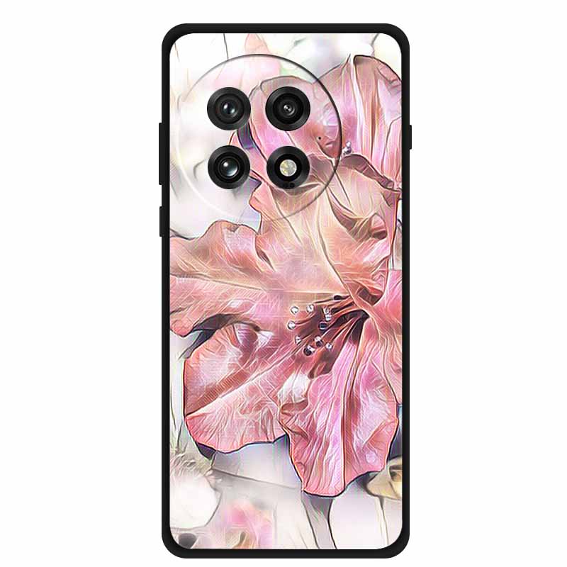 Funda For OnePlus13 5G Case OnePlus 13R Black Silicone Soft Flower Fashion TPU Back Cover For OnePlus13 13R Case Protective Capa