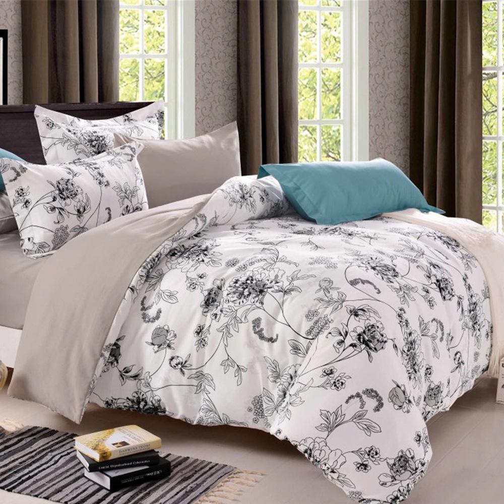 RunGrape Duvet Cover Bedding Set Twin Queen King Size White Quilt Cover Bed Linen 2 Bedrooms 2x Sp Calico Bedclothe With Zipper