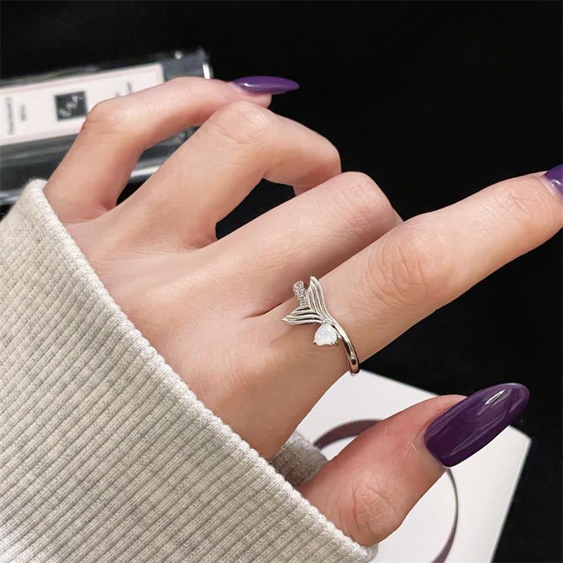 New Light Luxury Zircon Niche Design Sense Unique Opening Ring Women'S Cold Wind Exquisite Fashion Jewelry