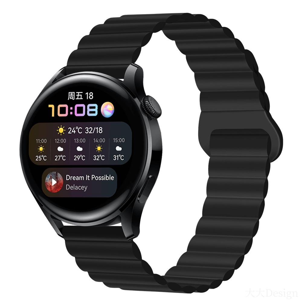 Спортивный магнитный силиконовый ремешок для Samsung Galaxy Watch 4 5 Pro Classic 20 22 мм, ремешок для умных часов Huawei Amazfit GTR, браслет, аксессуары для браслетов 20mm чёрный