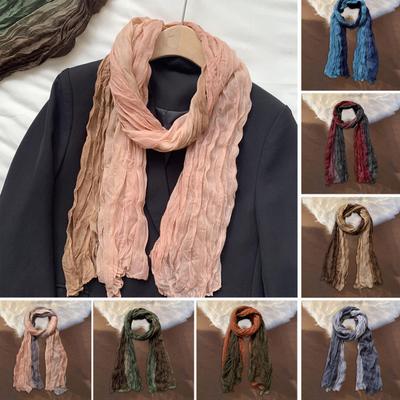 Écharpe Châle Design Dégradé Bicolore Écharpe Plissée Chaud Cache-Cou Temps Froid