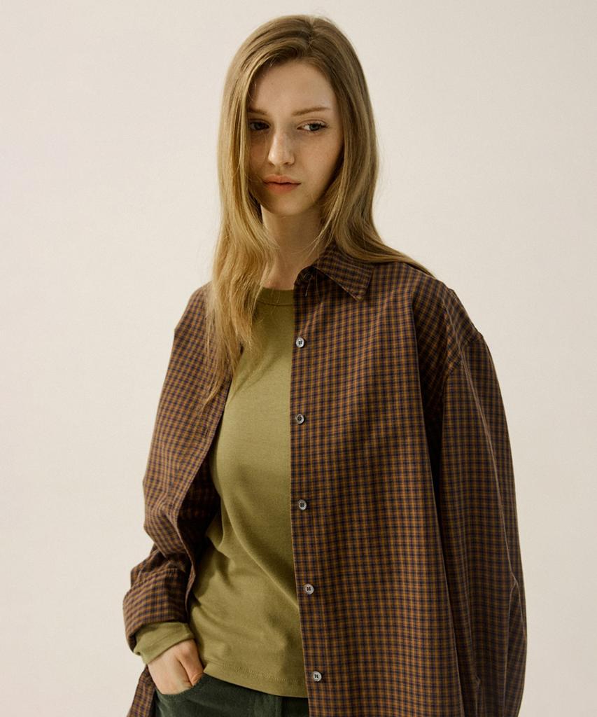 OATMEAL CAFE Premium Compact Check Shirt - Yellow