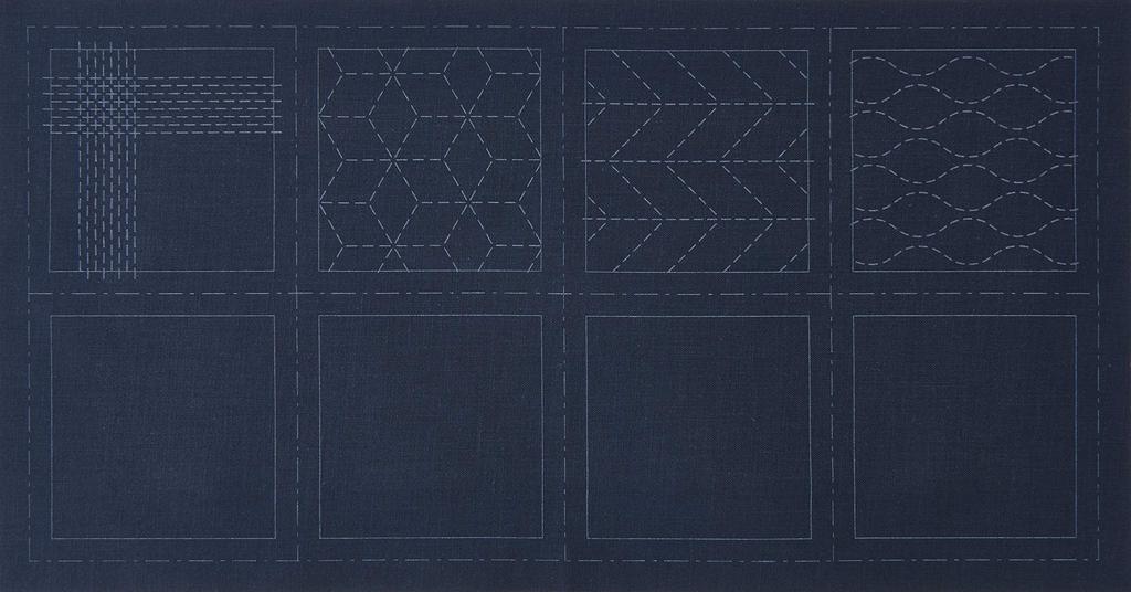 LECIEN Sashiko Cross for Making 4 Coasters, Navy Blue, 98902