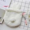 M-1Pcs Pocket Drawstring Bag Cute Bunny Plush Rabbit Ear Pouch With Fluffy Tail-Like Tassel Sweet Kawaii Makeup Bag Accessory