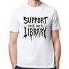 Grafisches Sommer-T-Shirt für ihn Unterstütze deine lokale Bibliothek Kurzarm Neu eingetroffen O-Ausschnitt T-Shirt Rundhalsausschnitt Kurzarm-T-Shirt