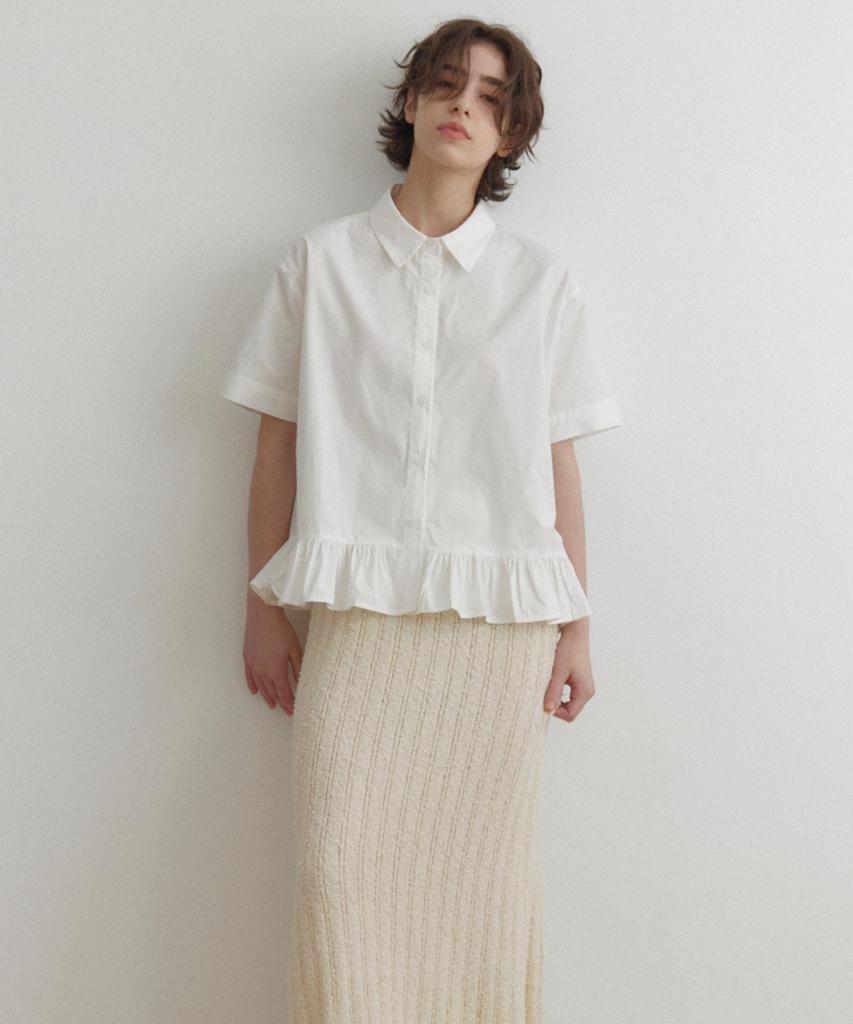 Okuka Oversized Frill Short Sleeve Shirt - White