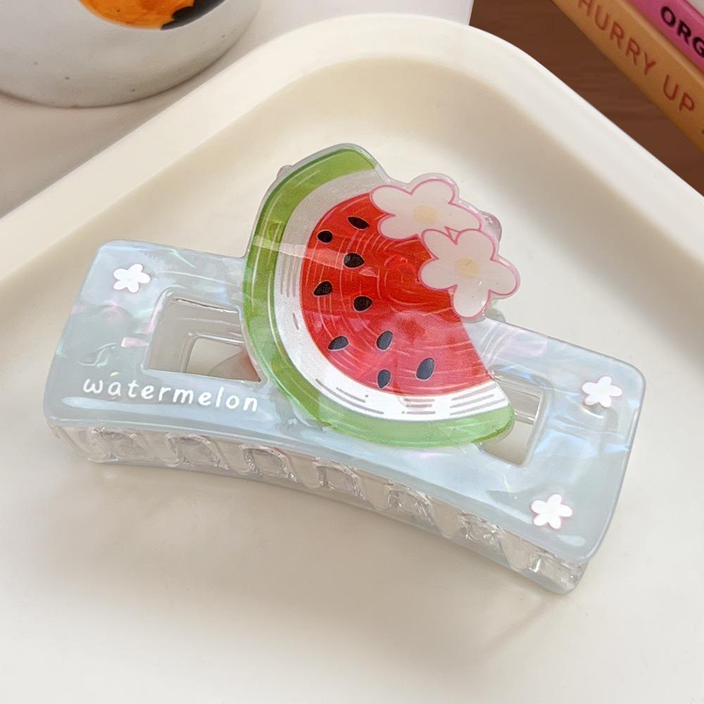 Cute Fruit Acetate Claw Clip Sweet Ponytail Shark Clip Lovely Strawberry Shark Clip  Girls