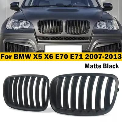 For BMW X5 E70 X6 E71 2007-2013 Front Hood Kidney Bumper Racing Grille Mesh Single Slat Style Grill Car Replacement Accessories