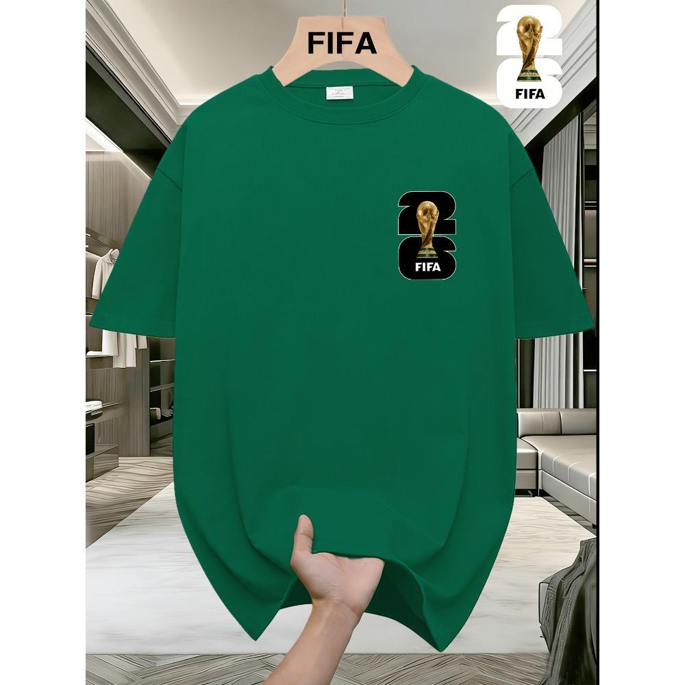 FIFA World Cup Football Men's Fashionable Short-sleeved T-shirt with a US, Canada and Mexico Themed Print. A Casual and Comfortable Summer T-shirt