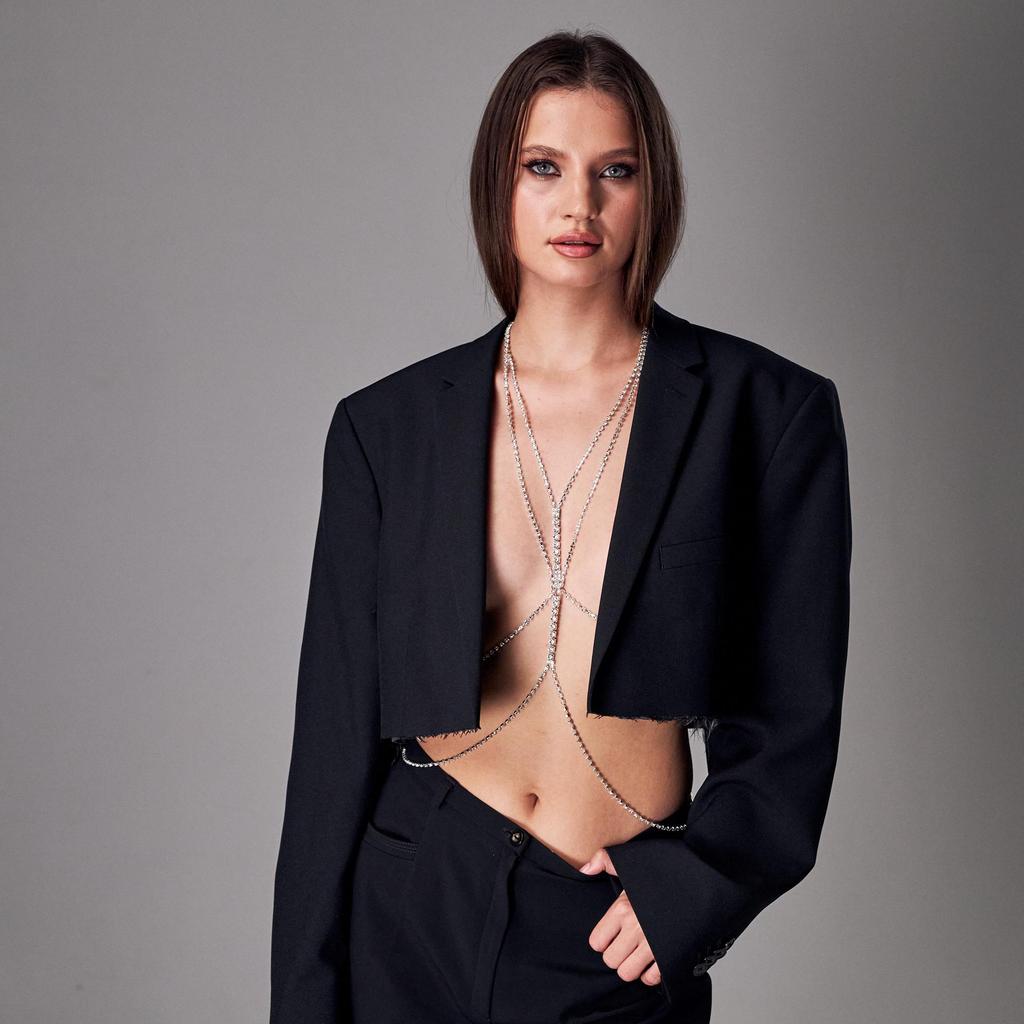 European And American Simple Rhinestone Chest Chain Fashion Jewelry Nightclub Party Neck Sexy Waist Chain Women'S Body Chain
