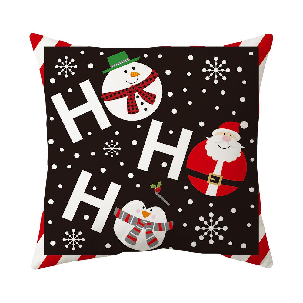 Cute Cartoon Snowman Santa Claus Print Pattern Cushion Cover Home Living Room Sofa Decoration Square Pillow Pillow Cover