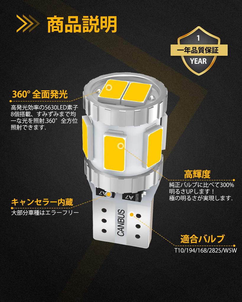 GOSMY T10 LED Explosive Light, White LED T10, Compatible with Vehicle Inspection, 5630 LED