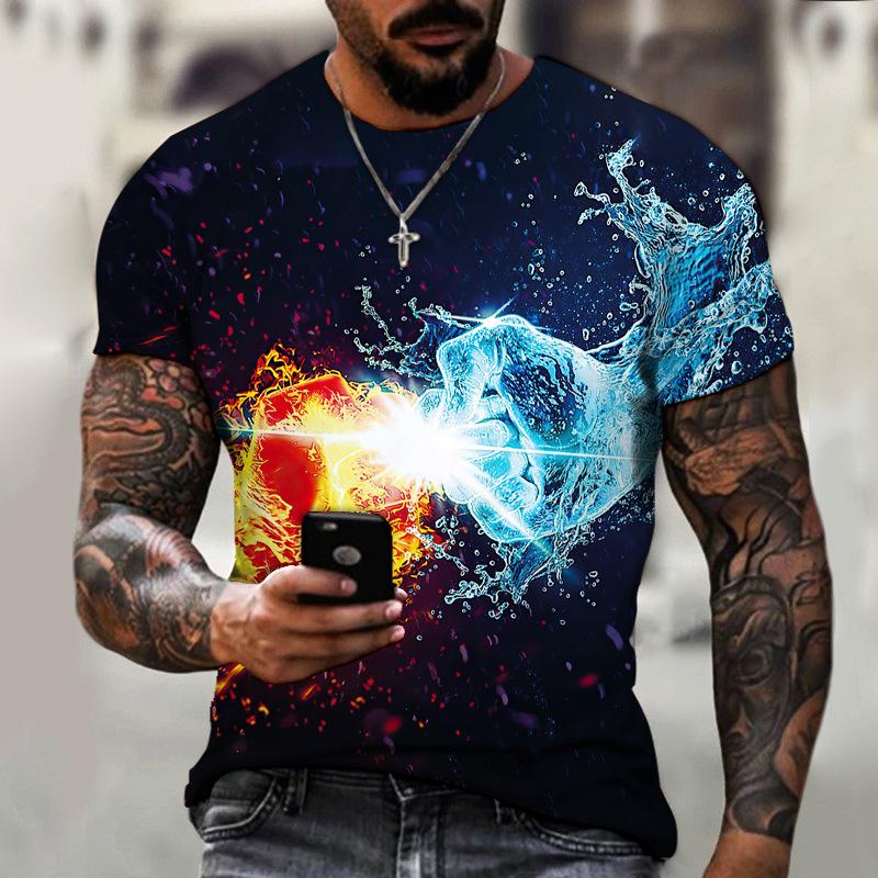 3D Digital Print T-shirt, Teenage Men's Short-sleeve Top, Versatile and Breathable