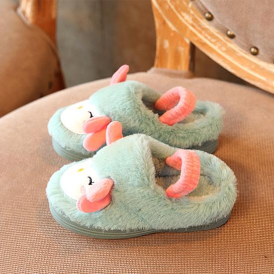 Kids Cartoon Bird Penguin Coral Velvet Soft Non Slip Slippers Home Warm Shoes