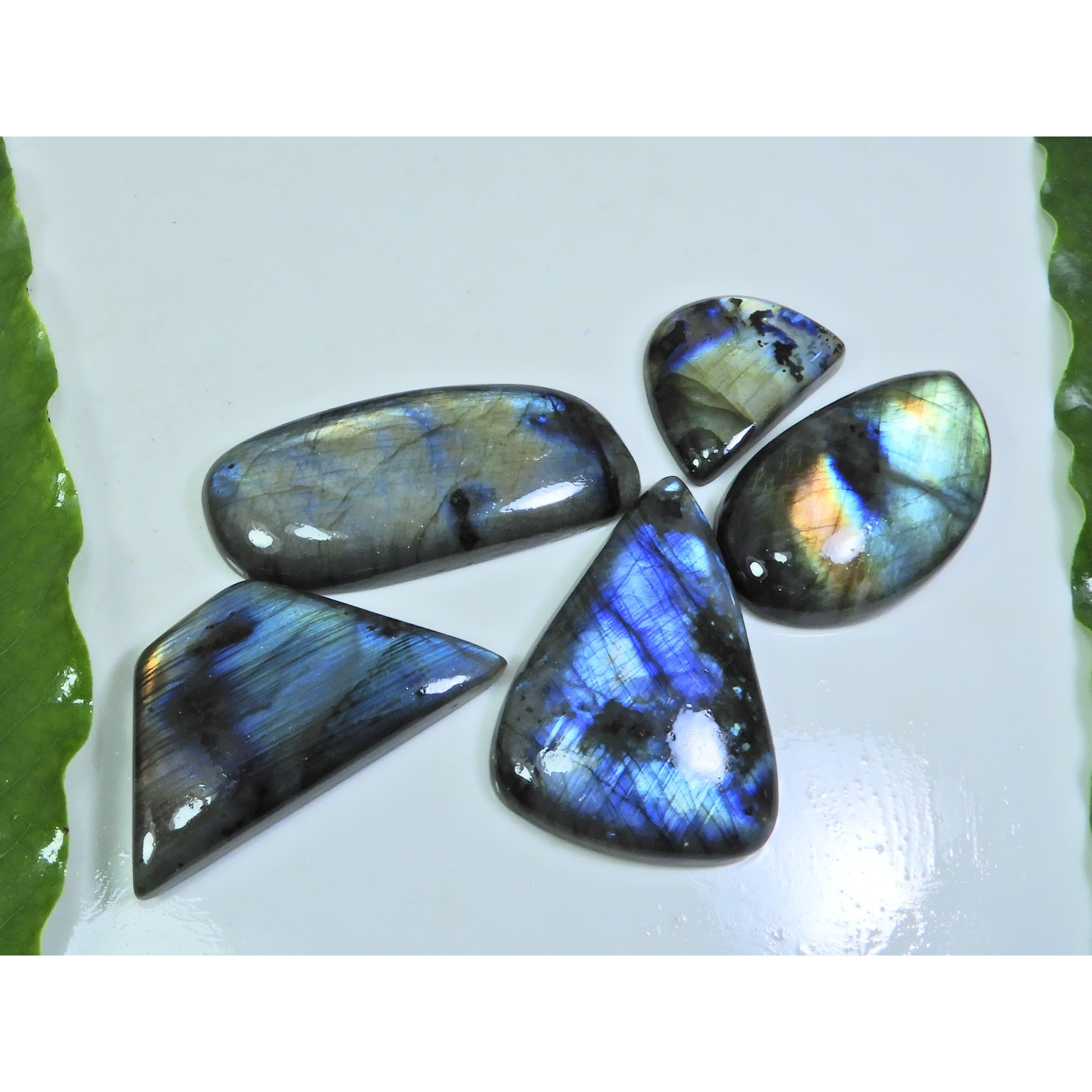 

18X27-22X50ММ Натуральный Мульти Лабрадорит Микс Кабошон Свободный Драгоценный Камень Лот 5 Шт. LL-936