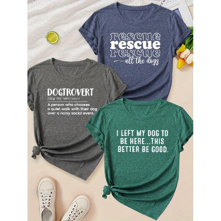 Fresh Letter Print Round Neck Three Piece Short Sleeve Women Elegant Three Seasons Fashion Outfit S